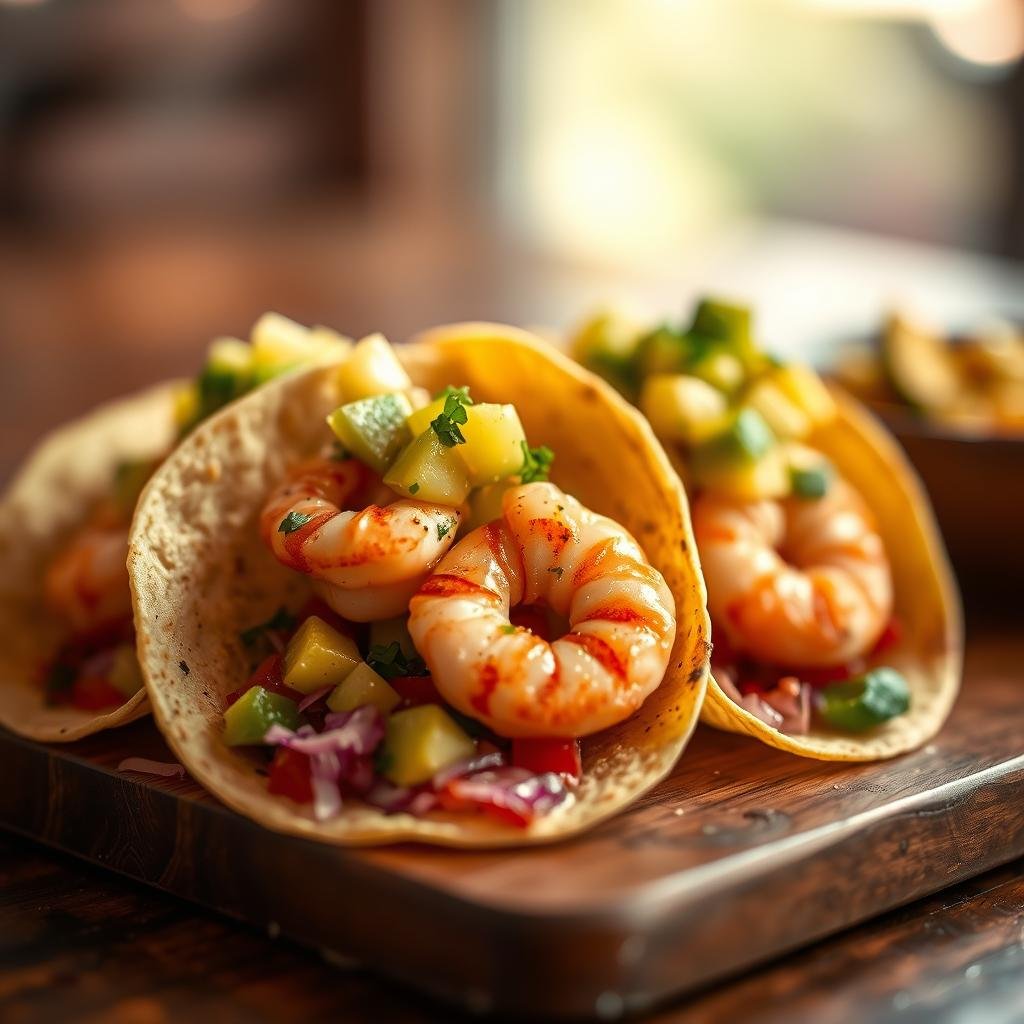 Shrimp Tacos with Mango Avocado Salsa